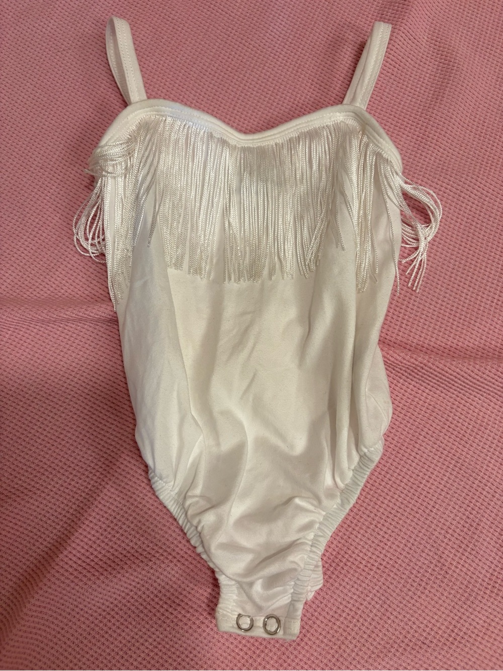 Toddler Girls White Fringe One-Piece Bodysuit